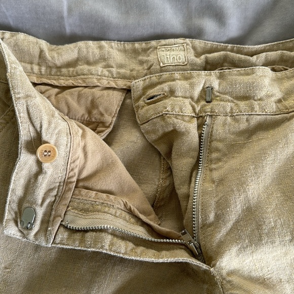 120% Lino Linen Pants. Pale Metallic Gold Sheen. Size 44/M - Picture 11 of 14